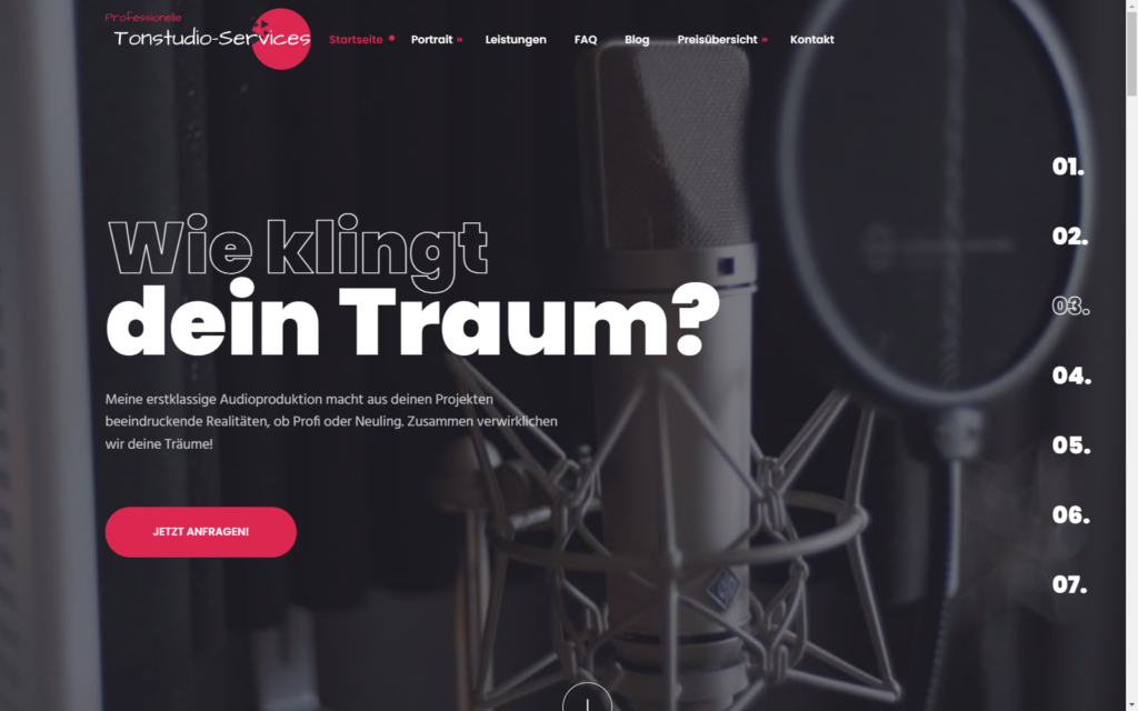 Webentwicklung Tonstudio Leipzig Website