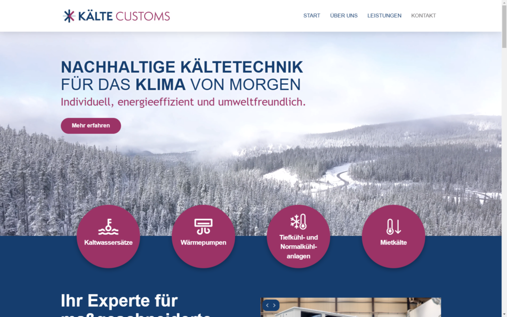 Webdesign Kälte Customs Website