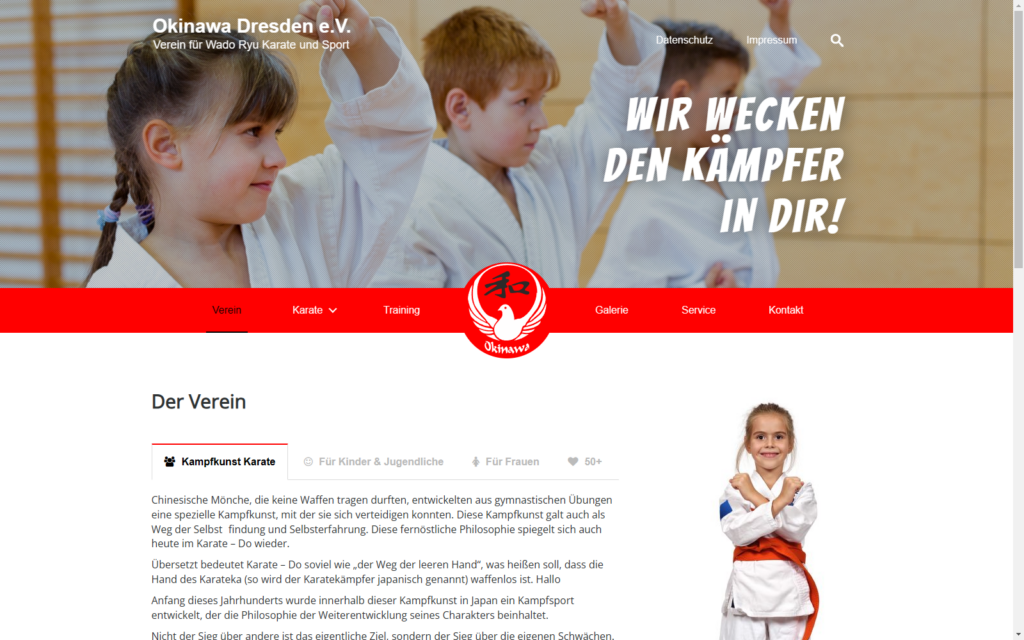 Webdesign Okinawa Karate Verein Website