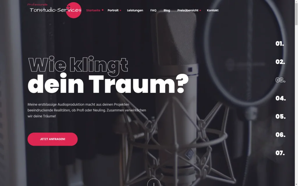 Webentwicklung Tonstudio Leipzig Website